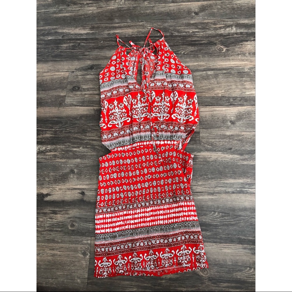 Red print summer dress